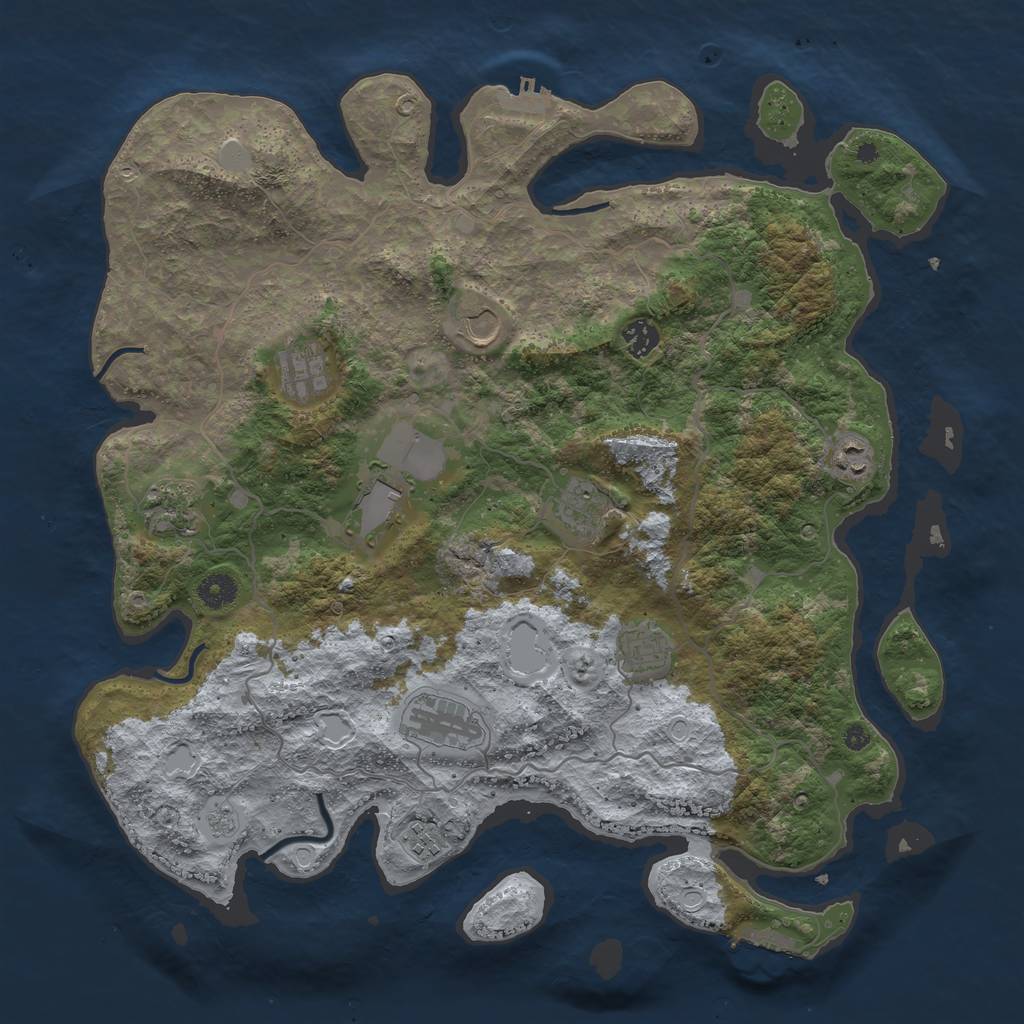 Rust Map: Procedural Map, Size: 4180, Seed: 1881761396, 18 Monuments