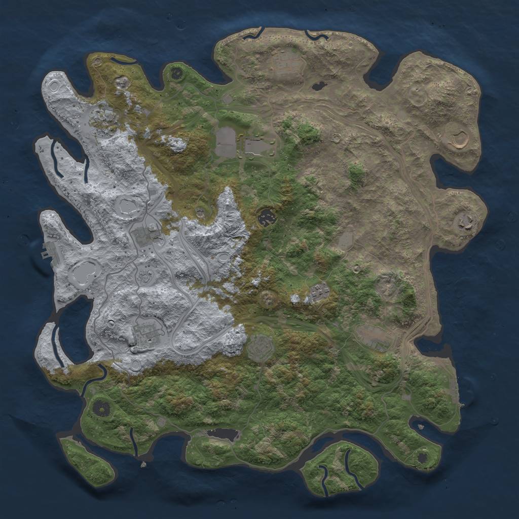 Rust Map: Procedural Map, Size: 4500, Seed: 1332778956, 20 Monuments