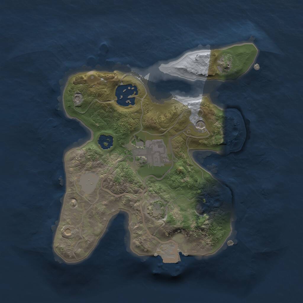 Rust Map: Procedural Map, Size: 2000, Seed: 1964162340, 5 Monuments