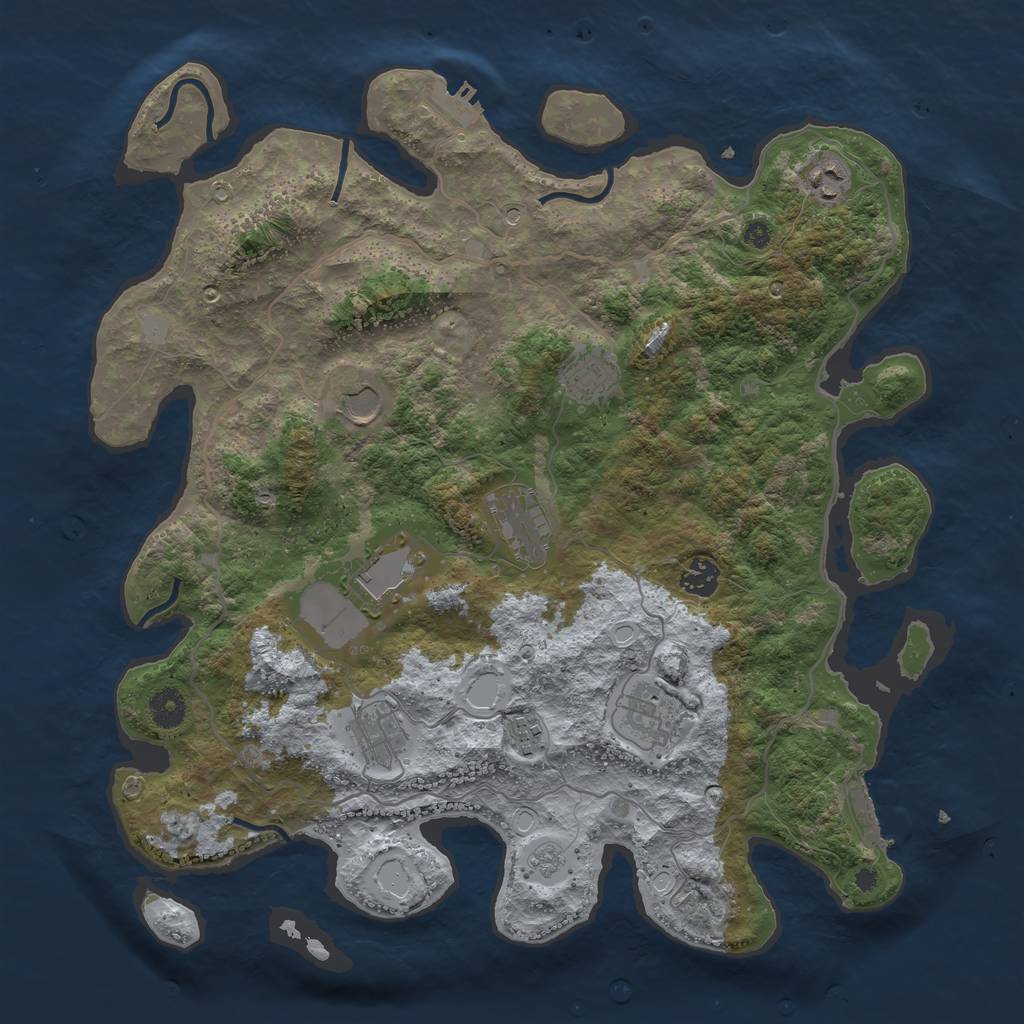 Rust Map: Procedural Map, Size: 4000, Seed: 11459063, 18 Monuments