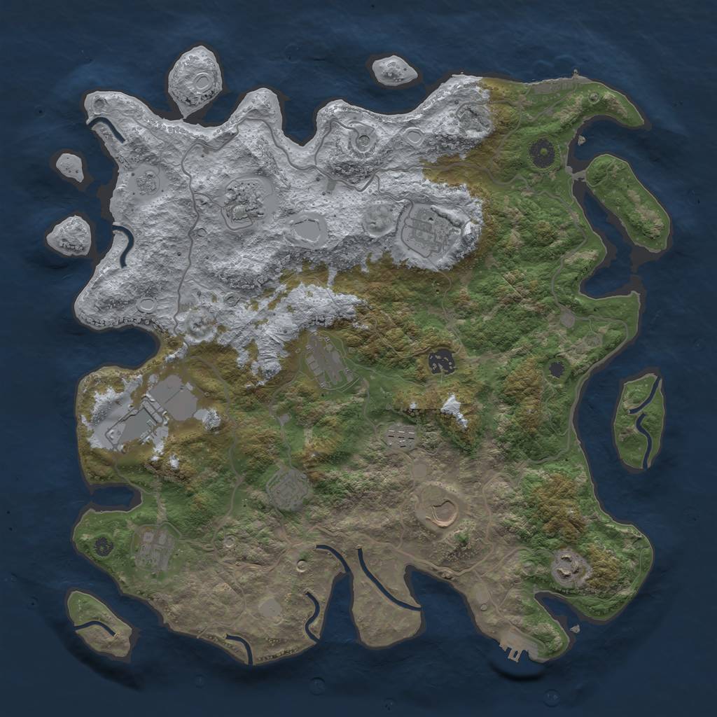 Rust Map: Procedural Map, Size: 4000, Seed: 597068812, 19 Monuments