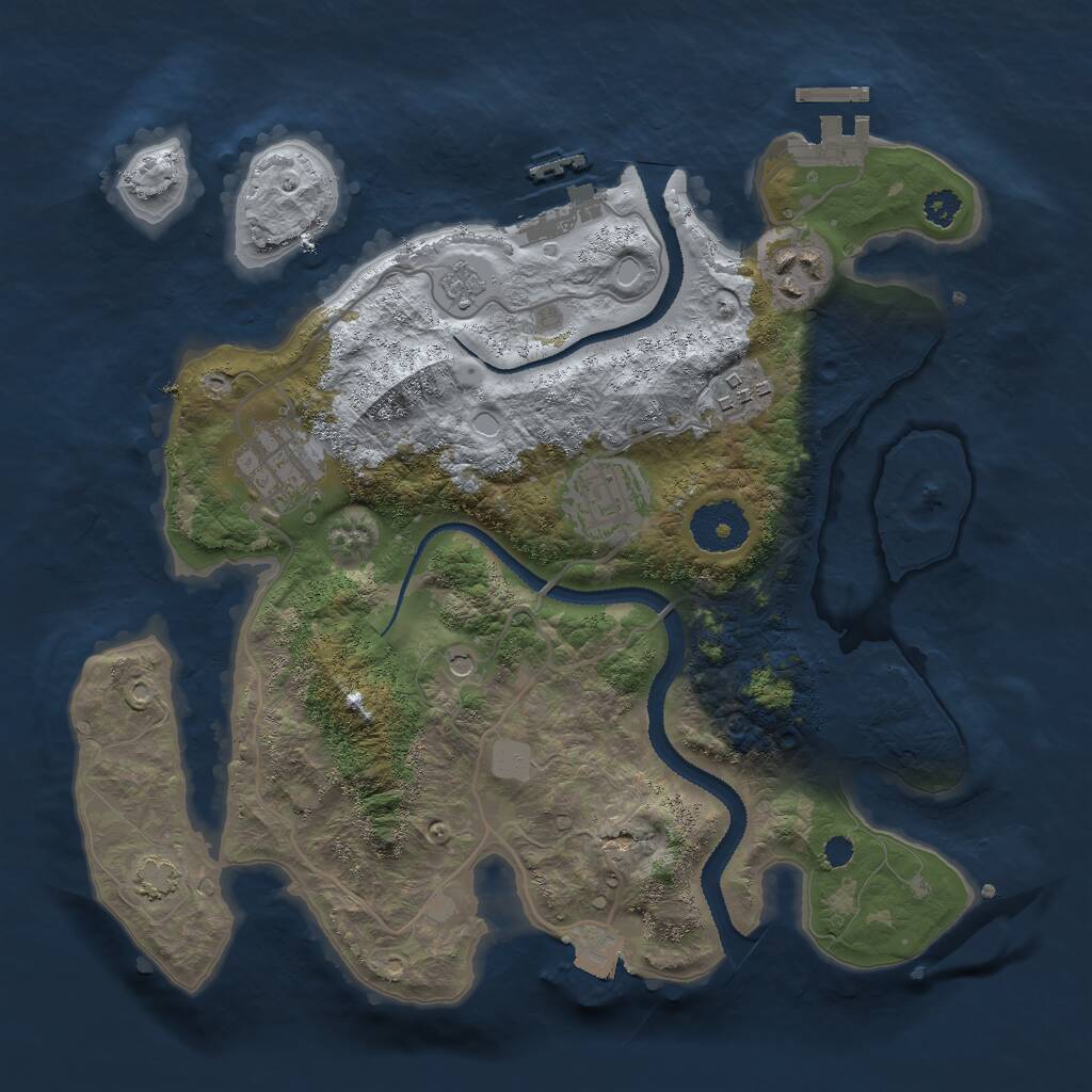 Rust Map: Procedural Map, Size: 3000, Seed: 8273954, 10 Monuments