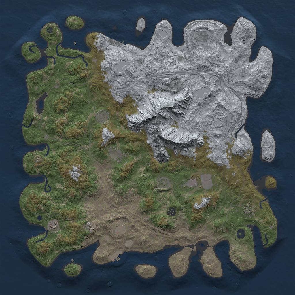 Rust Map: Procedural Map, Size: 5000, Seed: 523834780, 19 Monuments