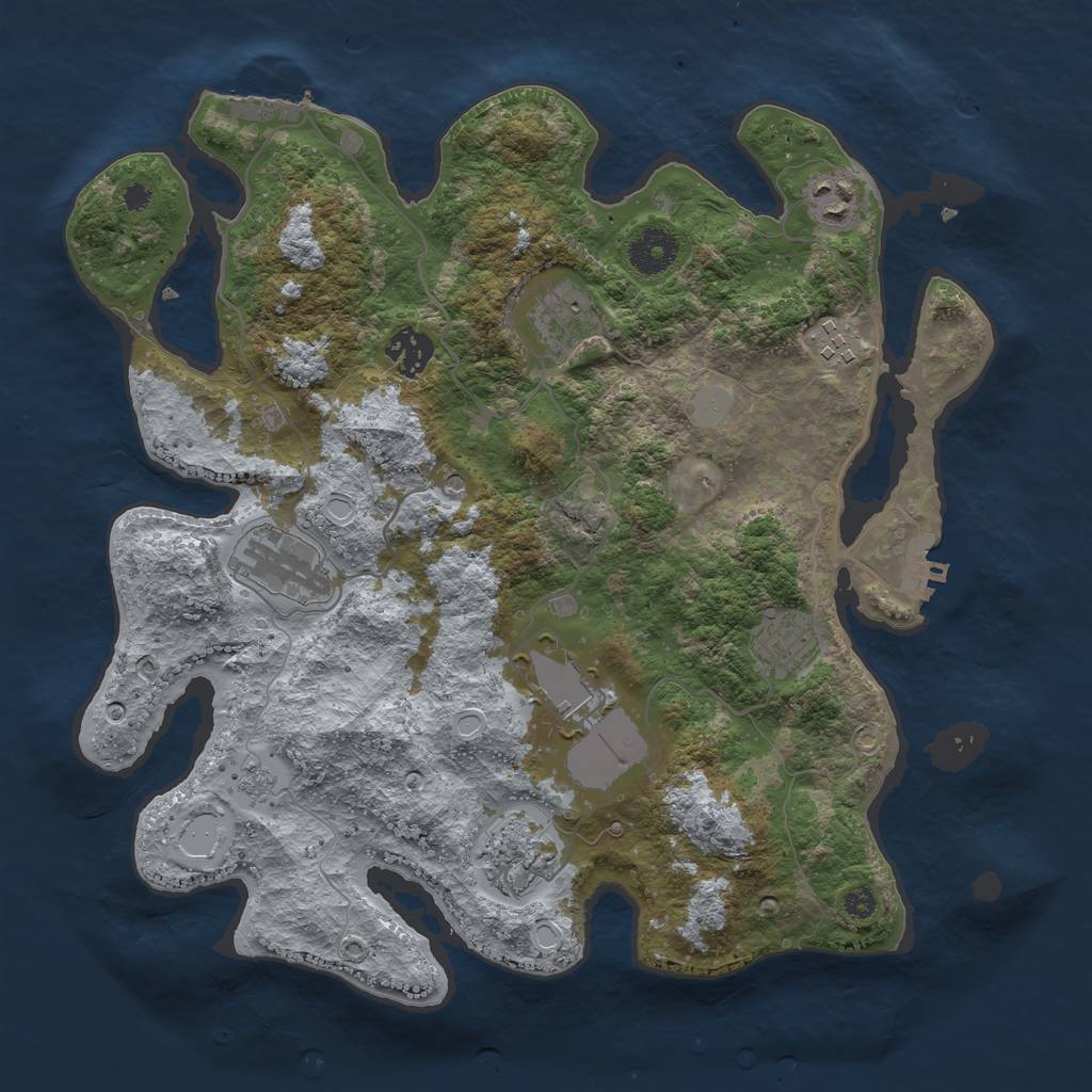 Rust Map: Procedural Map, Size: 3500, Seed: 1925422305, 17 Monuments
