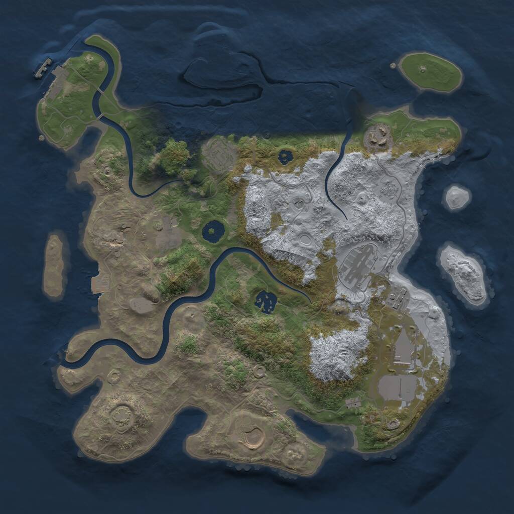 Rust Map: Procedural Map, Size: 3500, Seed: 58199, 14 Monuments