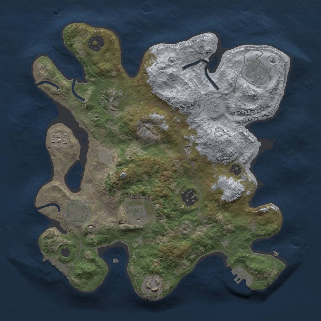 Rust Map: Procedural Map, Size: 3000, Seed: 1562944405, 16 Monuments