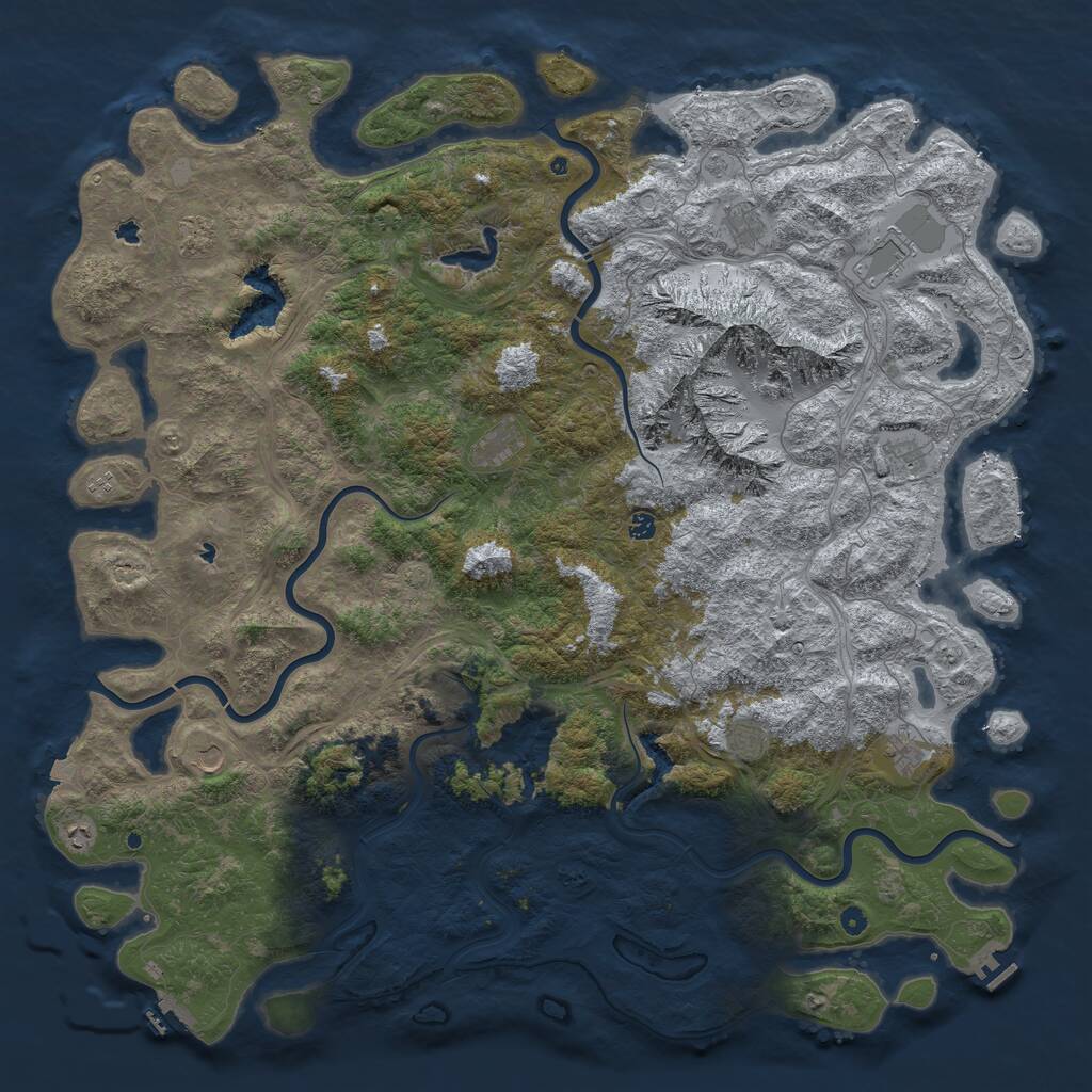 Rust Map: Procedural Map, Size: 6000, Seed: 25883066, 17 Monuments
