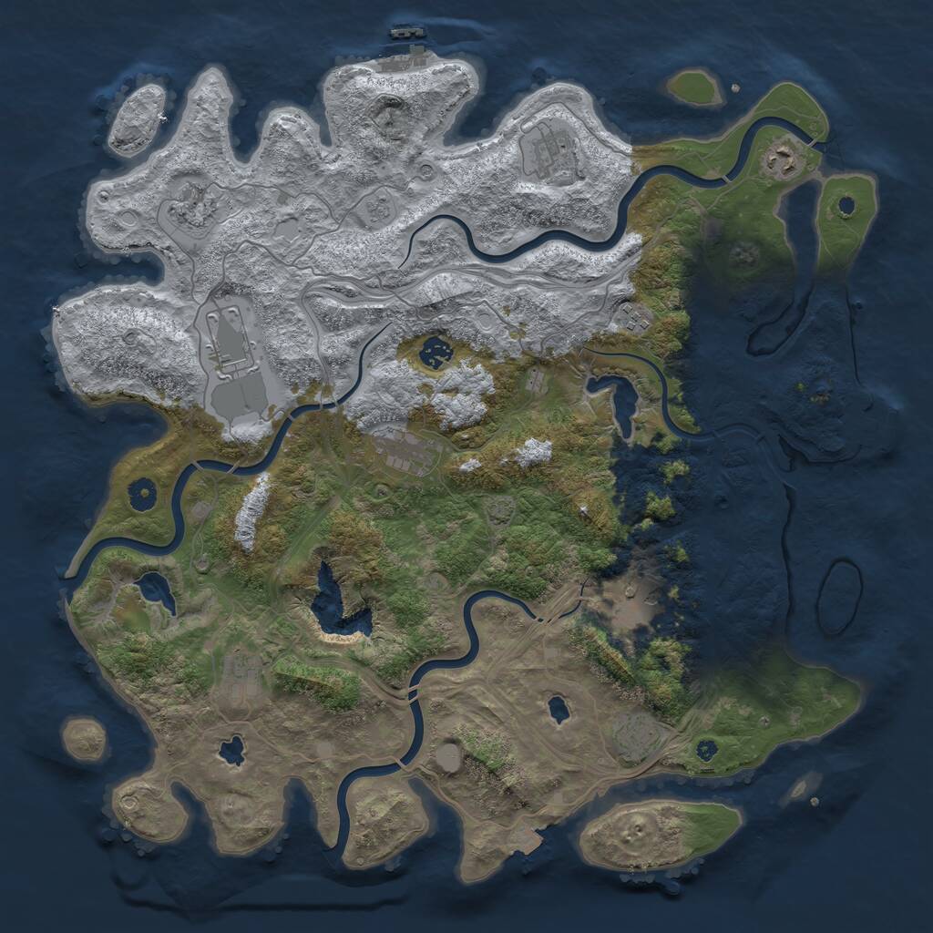 Rust Map: Procedural Map, Size: 4500, Seed: 2070619641, 16 Monuments