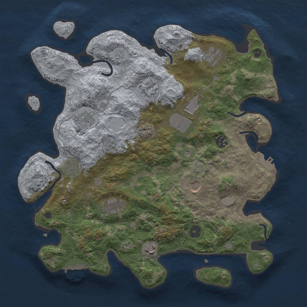 Rust Map: Procedural Map, Size: 3800, Seed: 1834917910, 19 Monuments