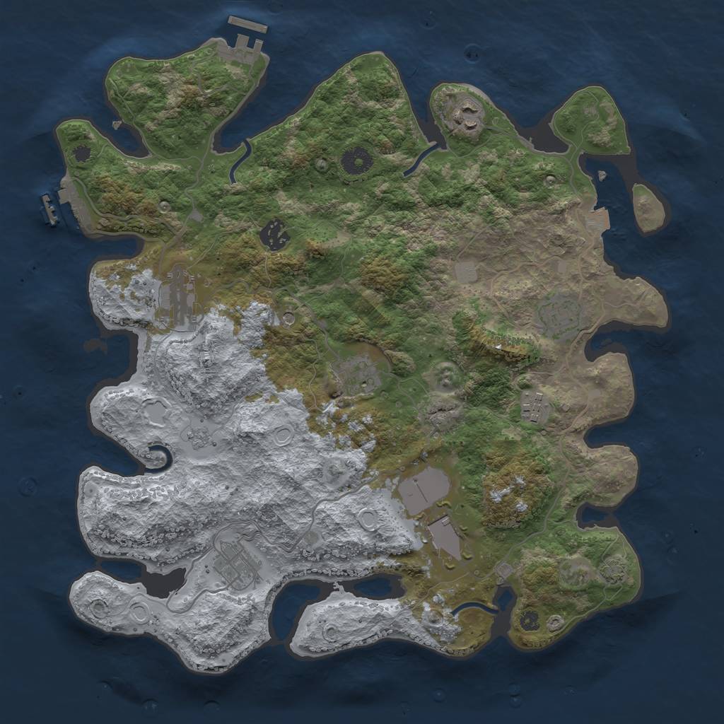 Rust Map: Procedural Map, Size: 3700, Seed: 75419, 16 Monuments