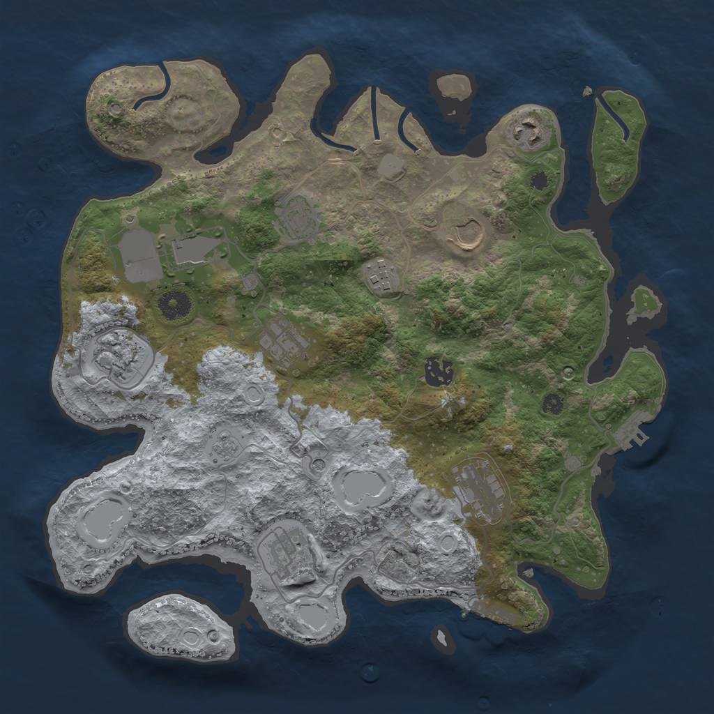 Rust Map: Procedural Map, Size: 3500, Seed: 1000729733, 19 Monuments