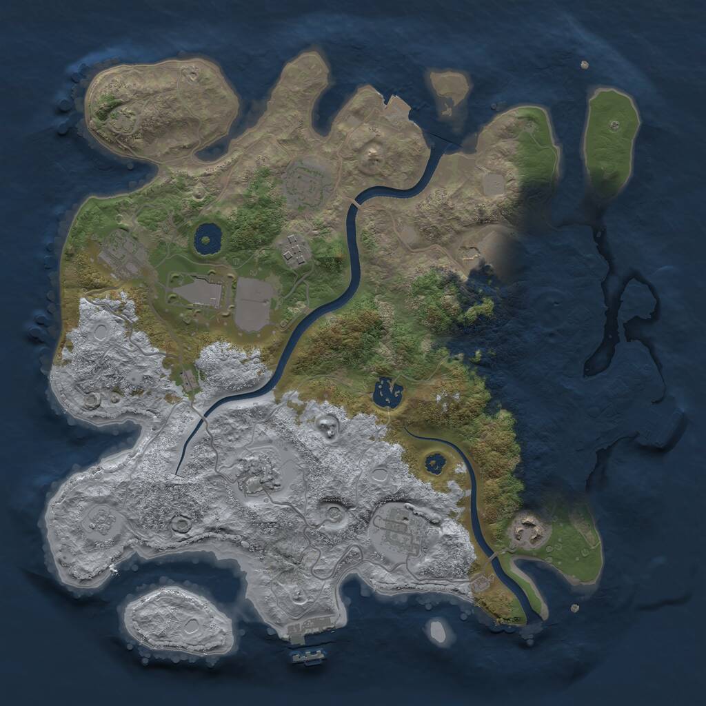 Rust Map: Procedural Map, Size: 3500, Seed: 1000729733, 15 Monuments