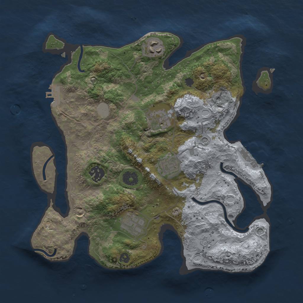 Rust Map: Procedural Map, Size: 3000, Seed: 31025, 14 Monuments