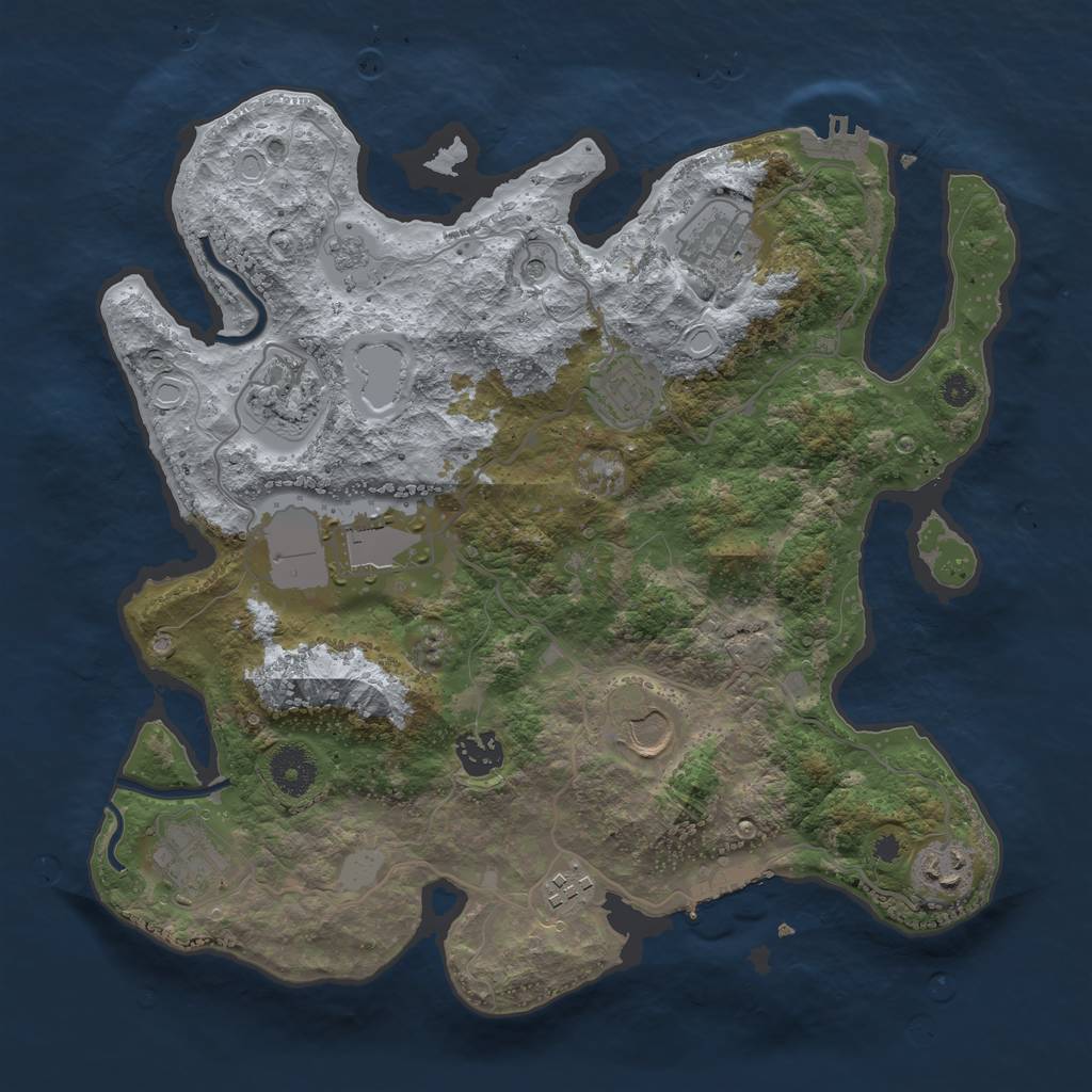 Rust Map: Procedural Map, Size: 3500, Seed: 445687845, 18 Monuments