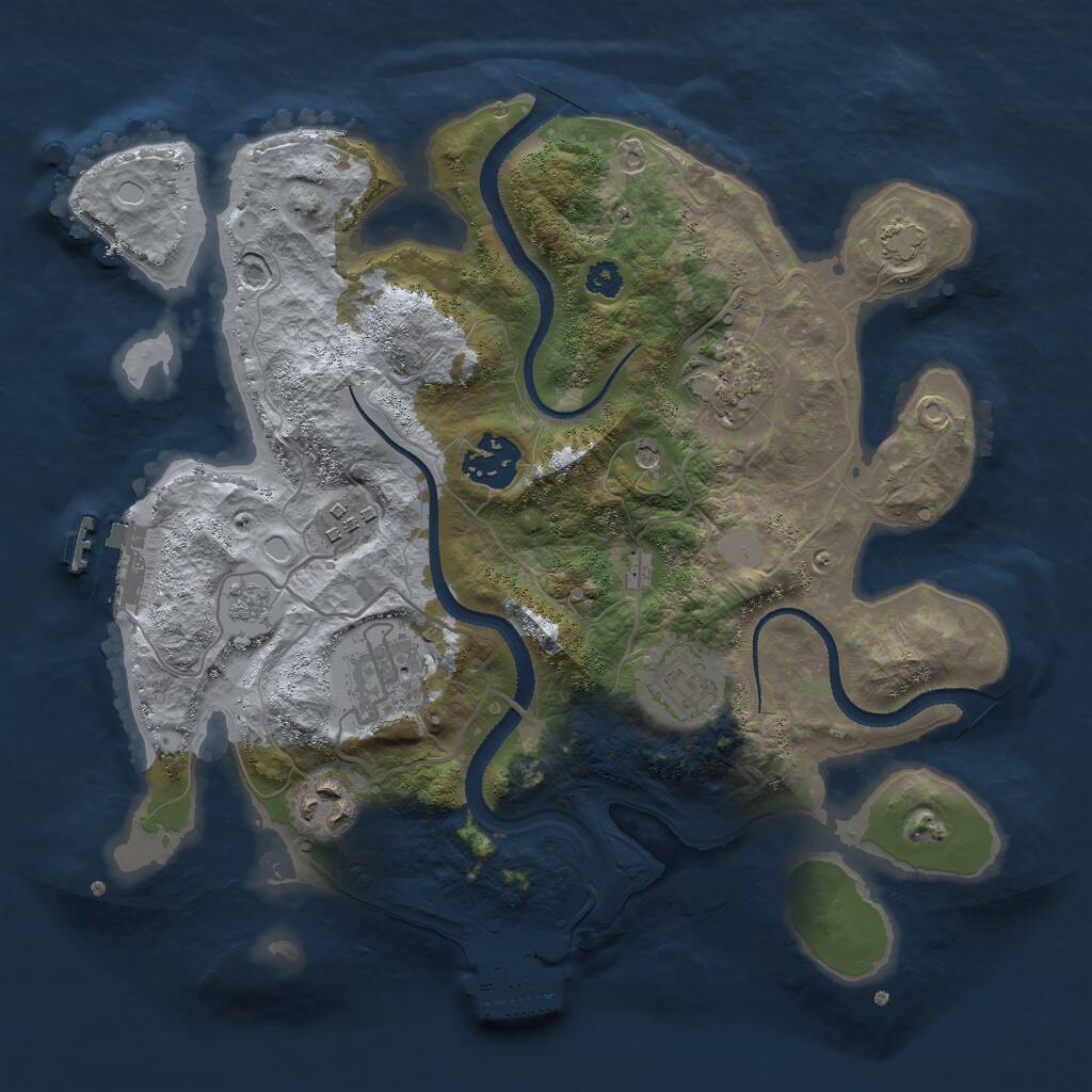 Rust Map: Procedural Map, Size: 3000, Seed: 1058138606, 12 Monuments