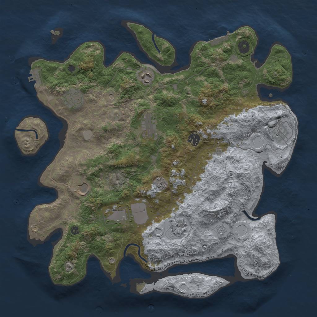 Rust Map: Procedural Map, Size: 3850, Seed: 2783721, 18 Monuments