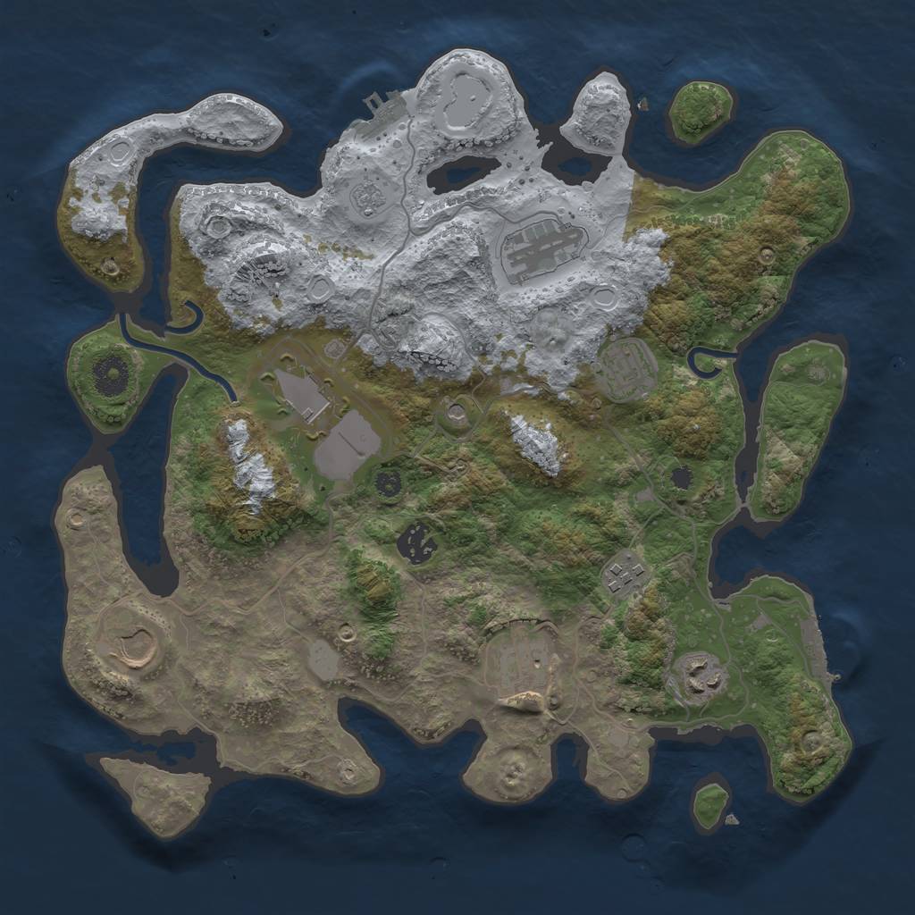 Rust Map: Procedural Map, Size: 3500, Seed: 239119416, 17 Monuments