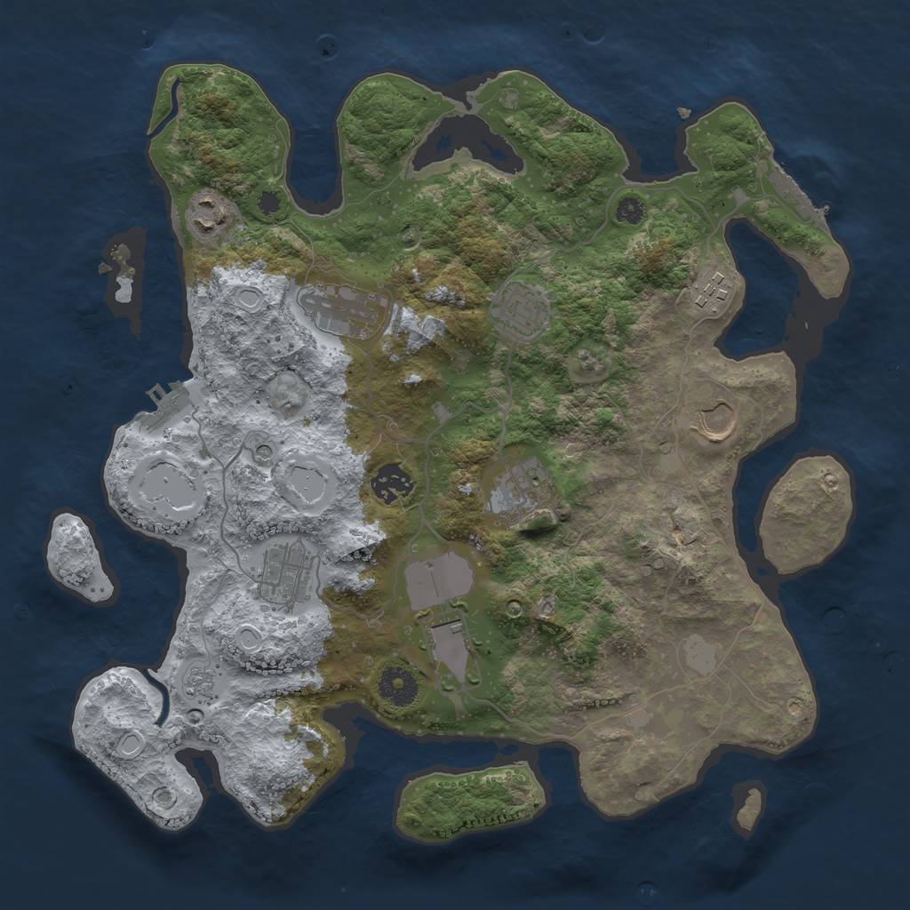 Rust Map: Procedural Map, Size: 3500, Seed: 309421851, 18 Monuments