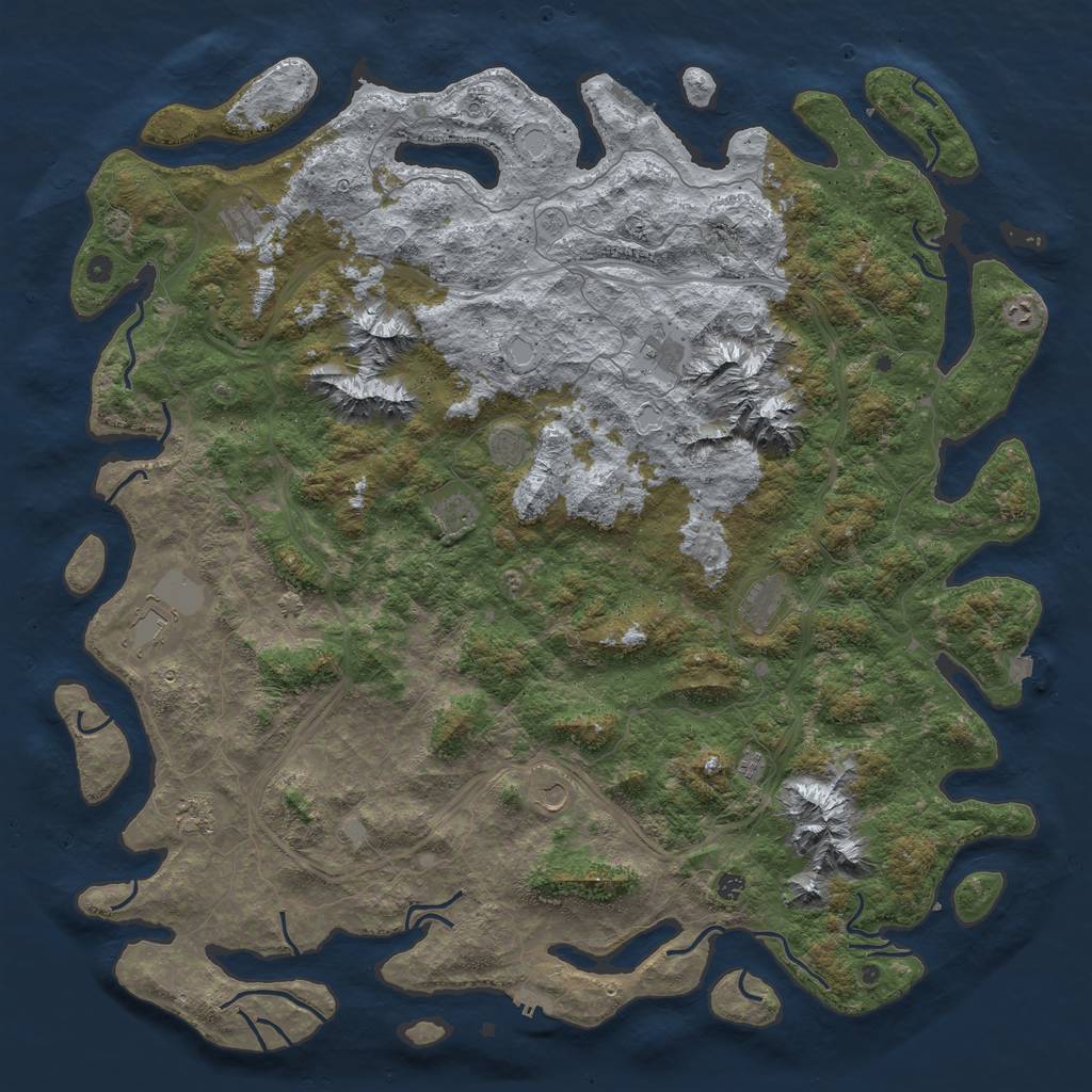Rust Map: Procedural Map, Size: 6000, Seed: 3709428, 19 Monuments