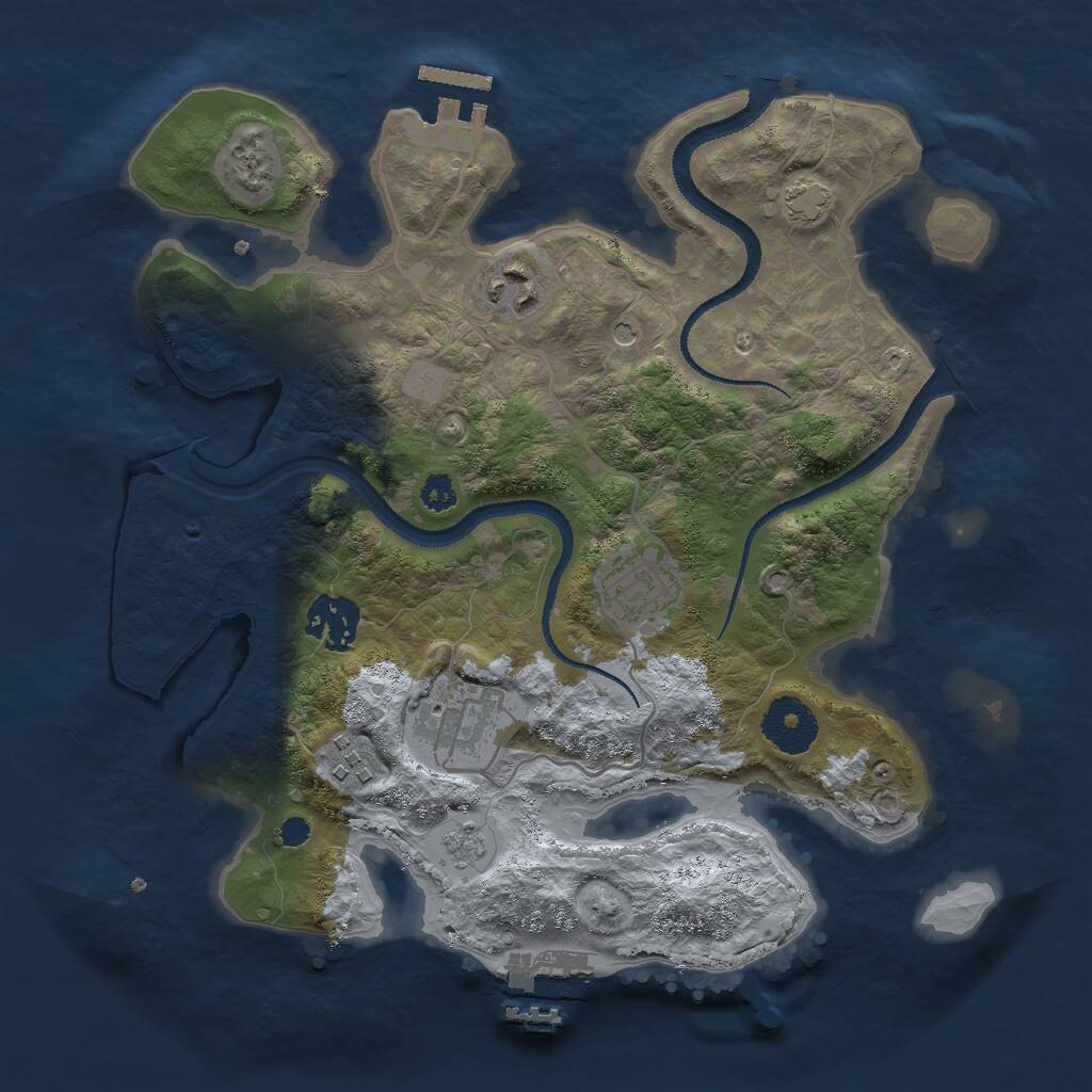 Rust Map: Procedural Map, Size: 3000, Seed: 1623241, 11 Monuments