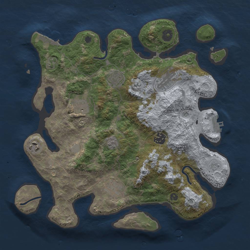 Rust Map: Procedural Map, Size: 3250, Seed: 2109019, 16 Monuments