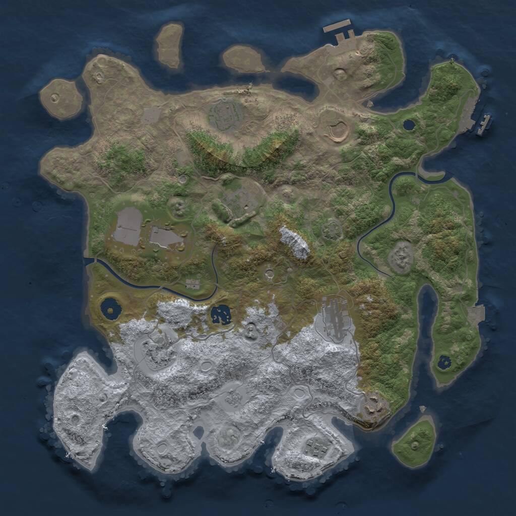 Rust Map: Procedural Map, Size: 3700, Seed: 493, 15 Monuments