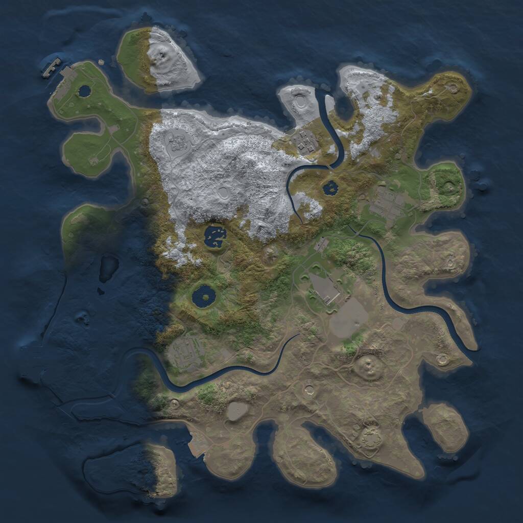 Rust Map: Procedural Map, Size: 3500, Seed: 341555131, 11 Monuments