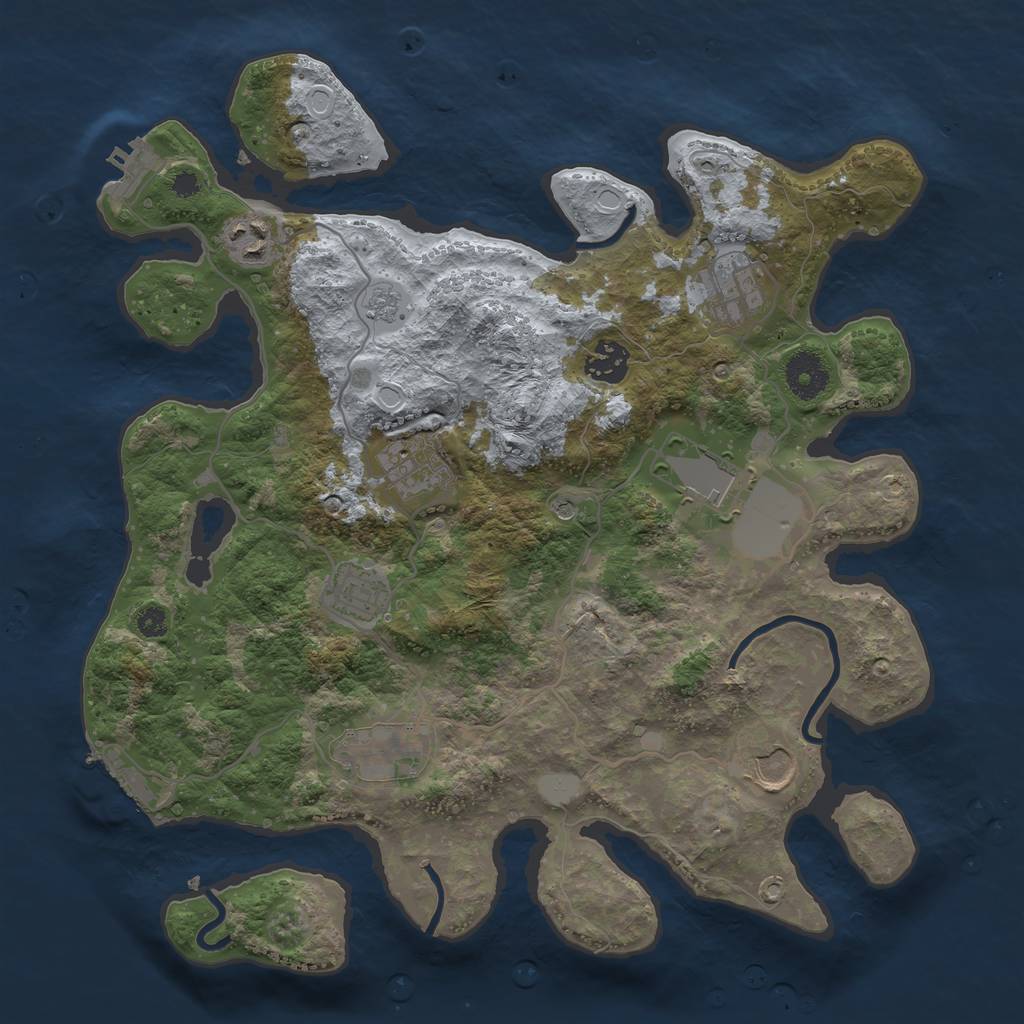 Rust Map: Procedural Map, Size: 3500, Seed: 341555131, 17 Monuments