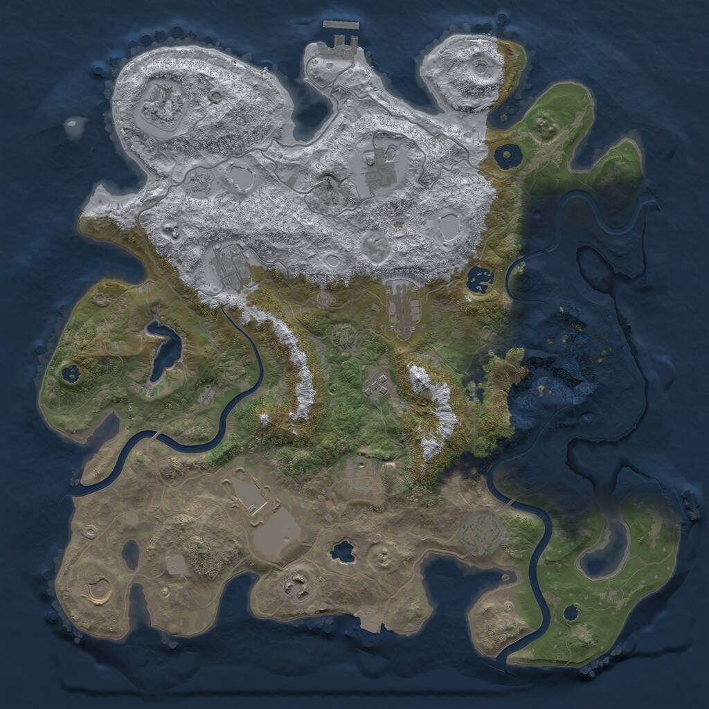 Rust Map: Procedural Map, Size: 4000, Seed: 1897218490, 17 Monuments