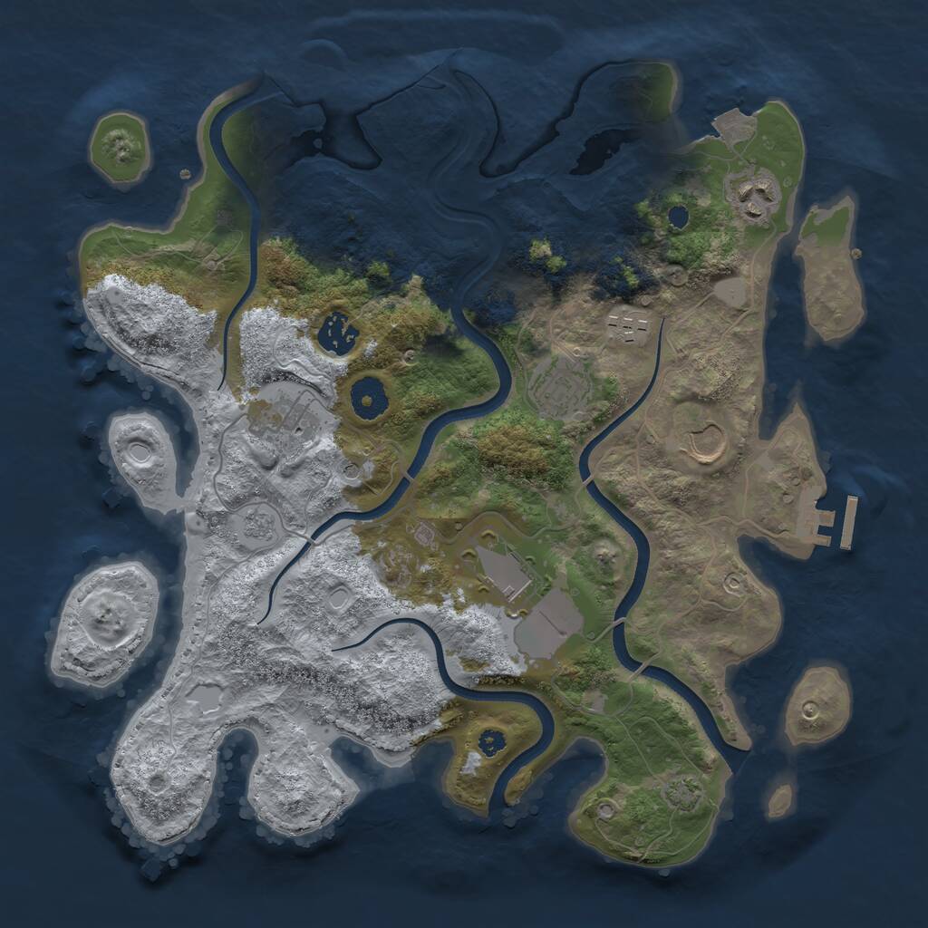Rust Map: Procedural Map, Size: 3500, Seed: 746352, 12 Monuments