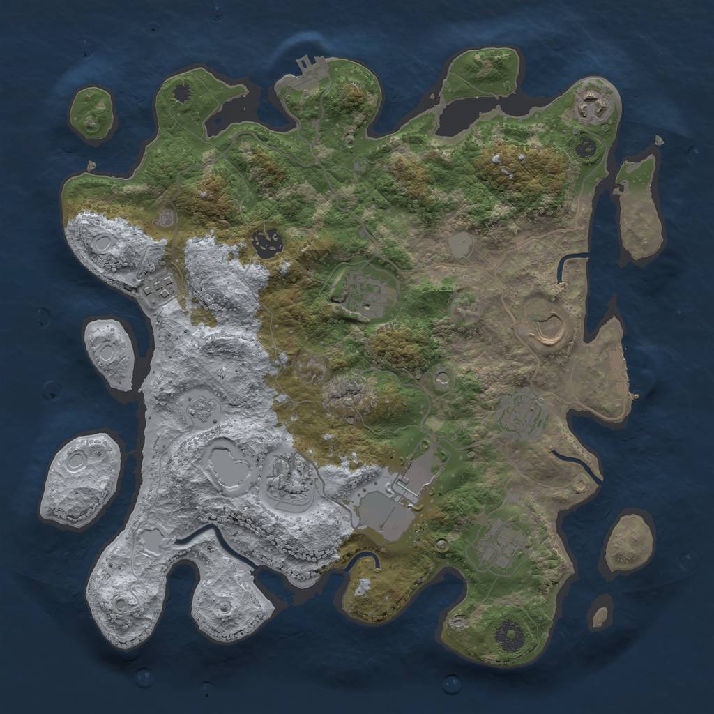 Rust Map: Procedural Map, Size: 3500, Seed: 746352, 18 Monuments
