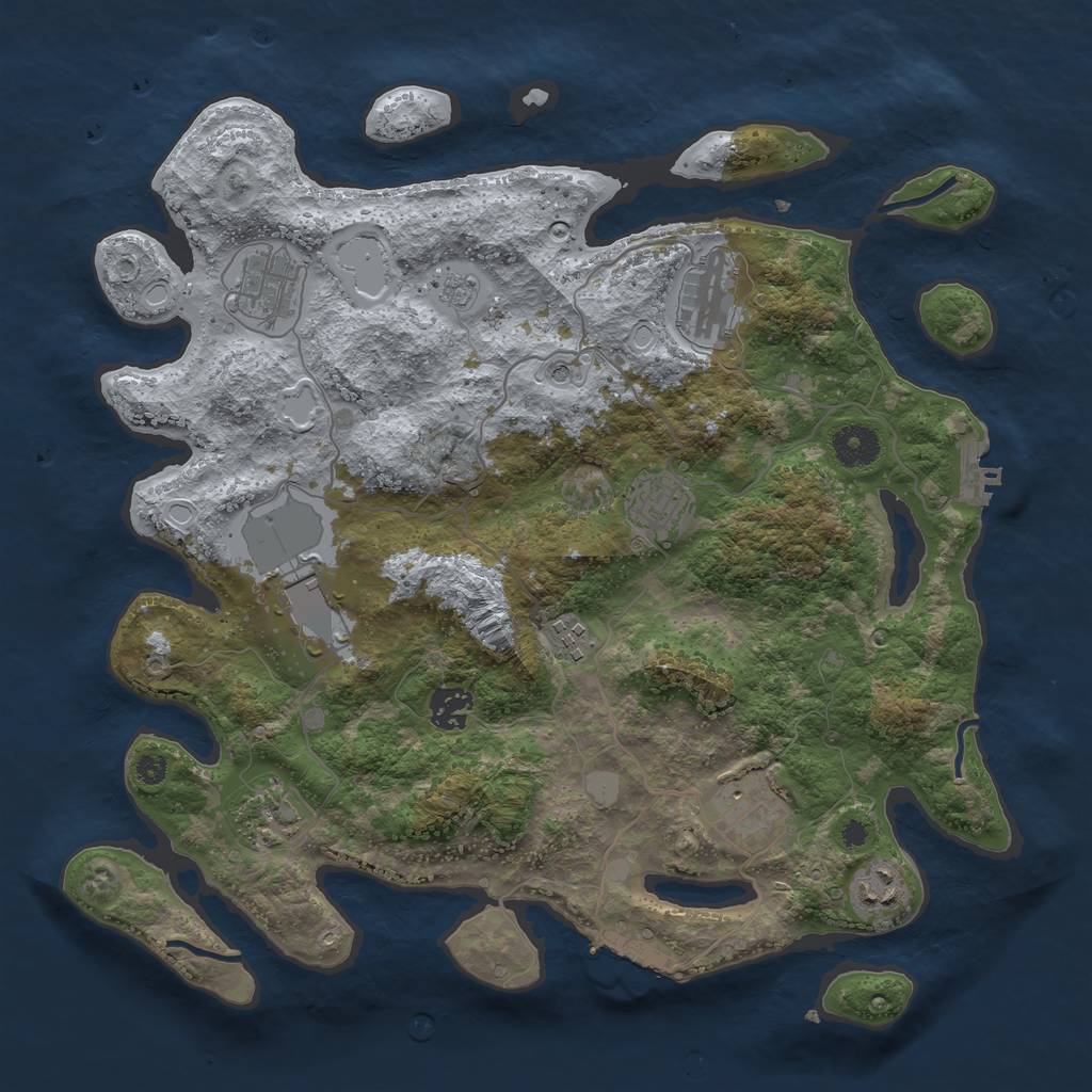 Rust Map: Procedural Map, Size: 3700, Seed: 2125662346, 18 Monuments
