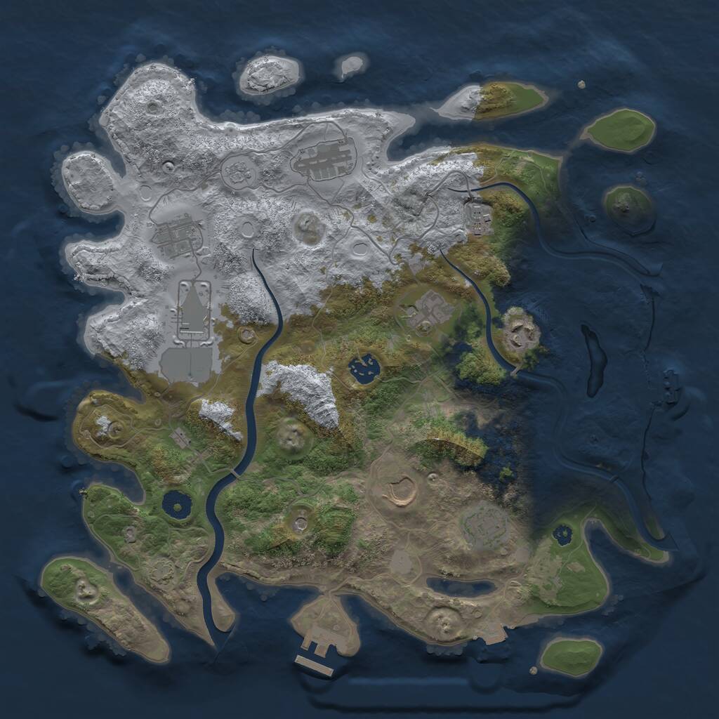 Rust Map: Procedural Map, Size: 3700, Seed: 2125662346, 15 Monuments