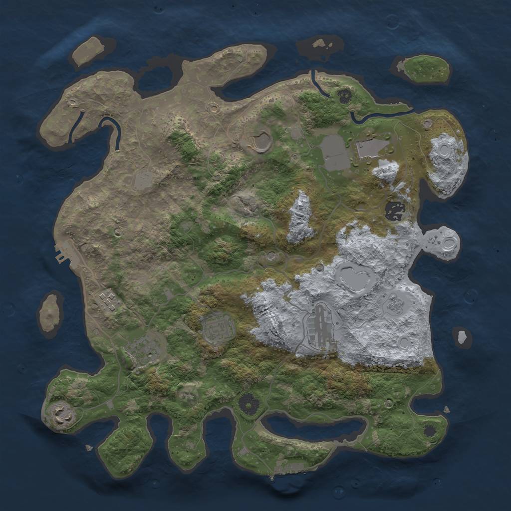 Rust Map: Procedural Map, Size: 3700, Seed: 373145055, 17 Monuments
