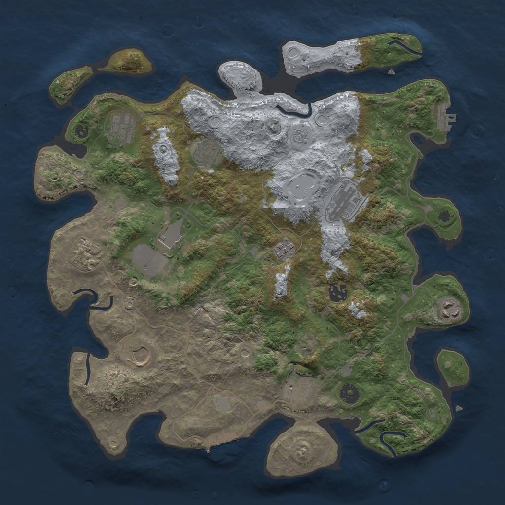 Rust Map: Procedural Map, Size: 3850, Seed: 377434658, 19 Monuments