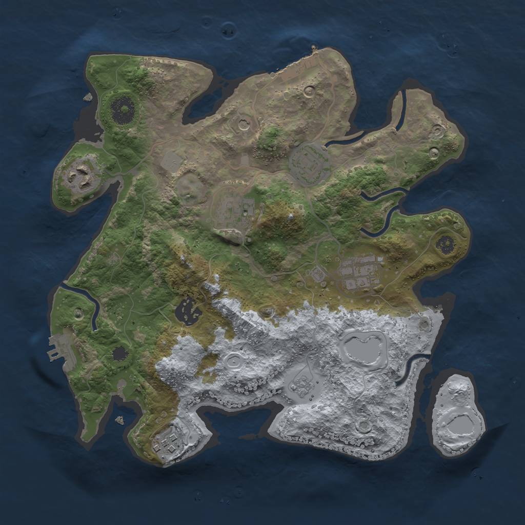 Rust Map: Procedural Map, Size: 3000, Seed: 501724448, 15 Monuments