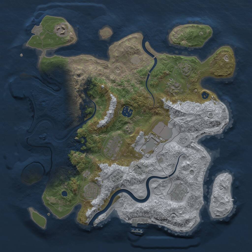 Rust Map: Procedural Map, Size: 3500, Seed: 984625, 14 Monuments