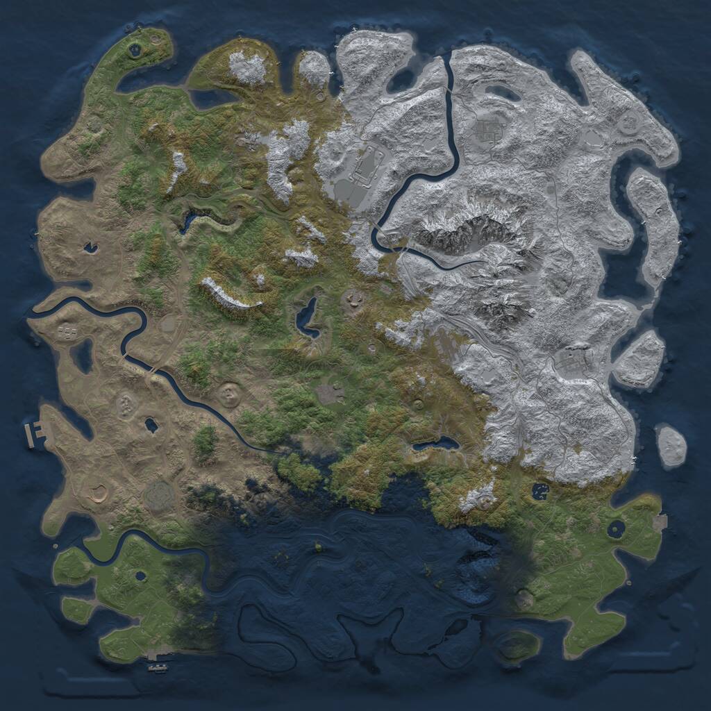 Rust Map: Procedural Map, Size: 6000, Seed: 1992, 17 Monuments