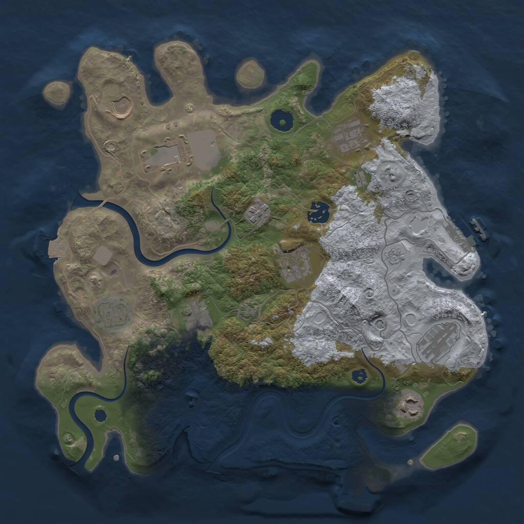Rust Map: Procedural Map, Size: 3500, Seed: 138256, 16 Monuments