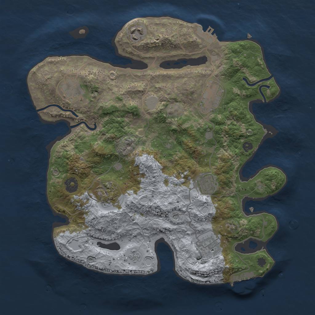 Rust Map: Procedural Map, Size: 3200, Seed: 43969420, 15 Monuments