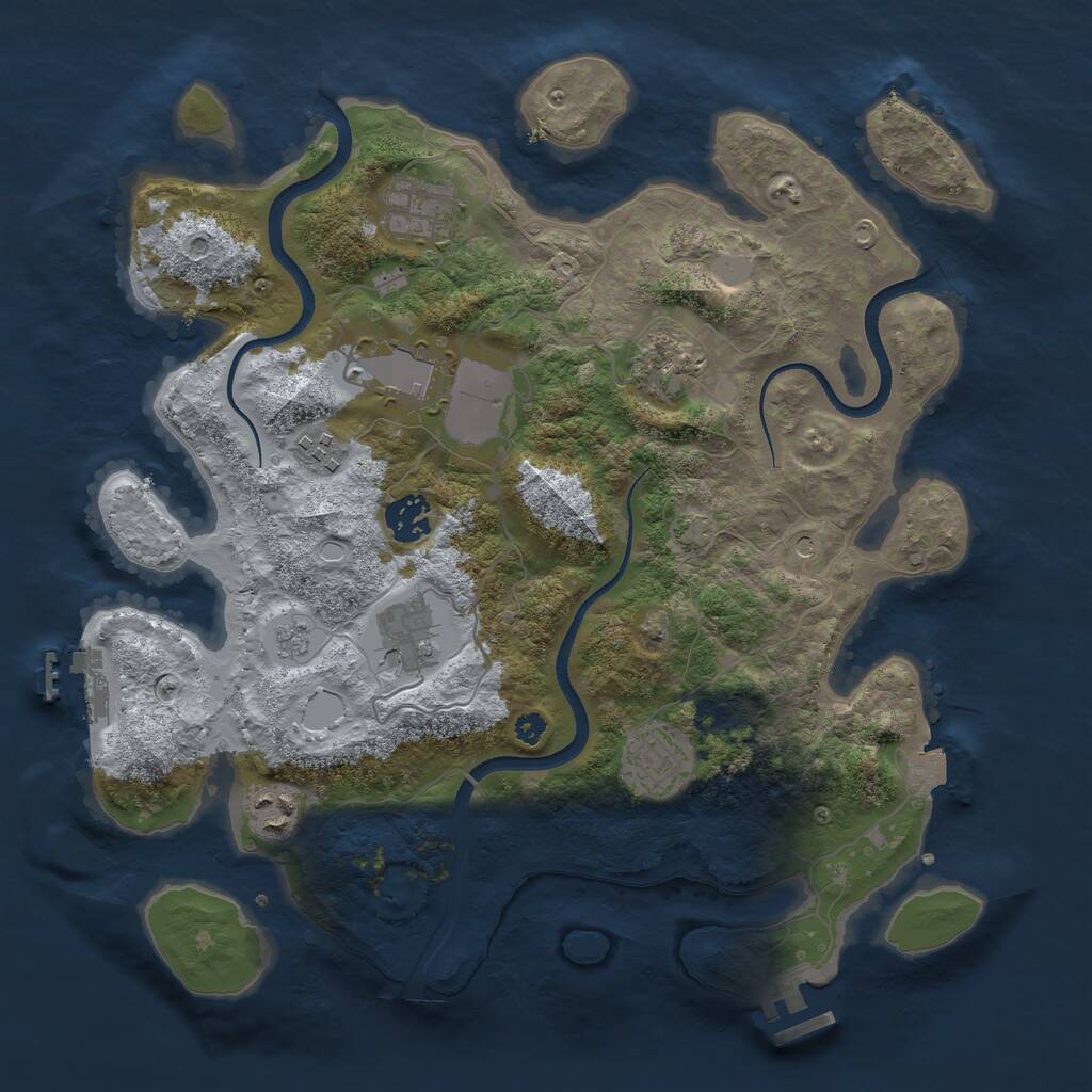 Rust Map: Procedural Map, Size: 3500, Seed: 1876259381, 14 Monuments