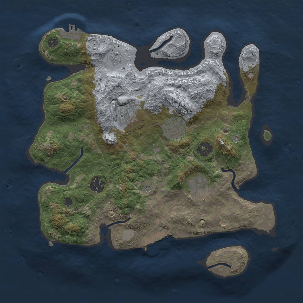 Rust Map: Procedural Map, Size: 3000, Seed: 52496, 13 Monuments