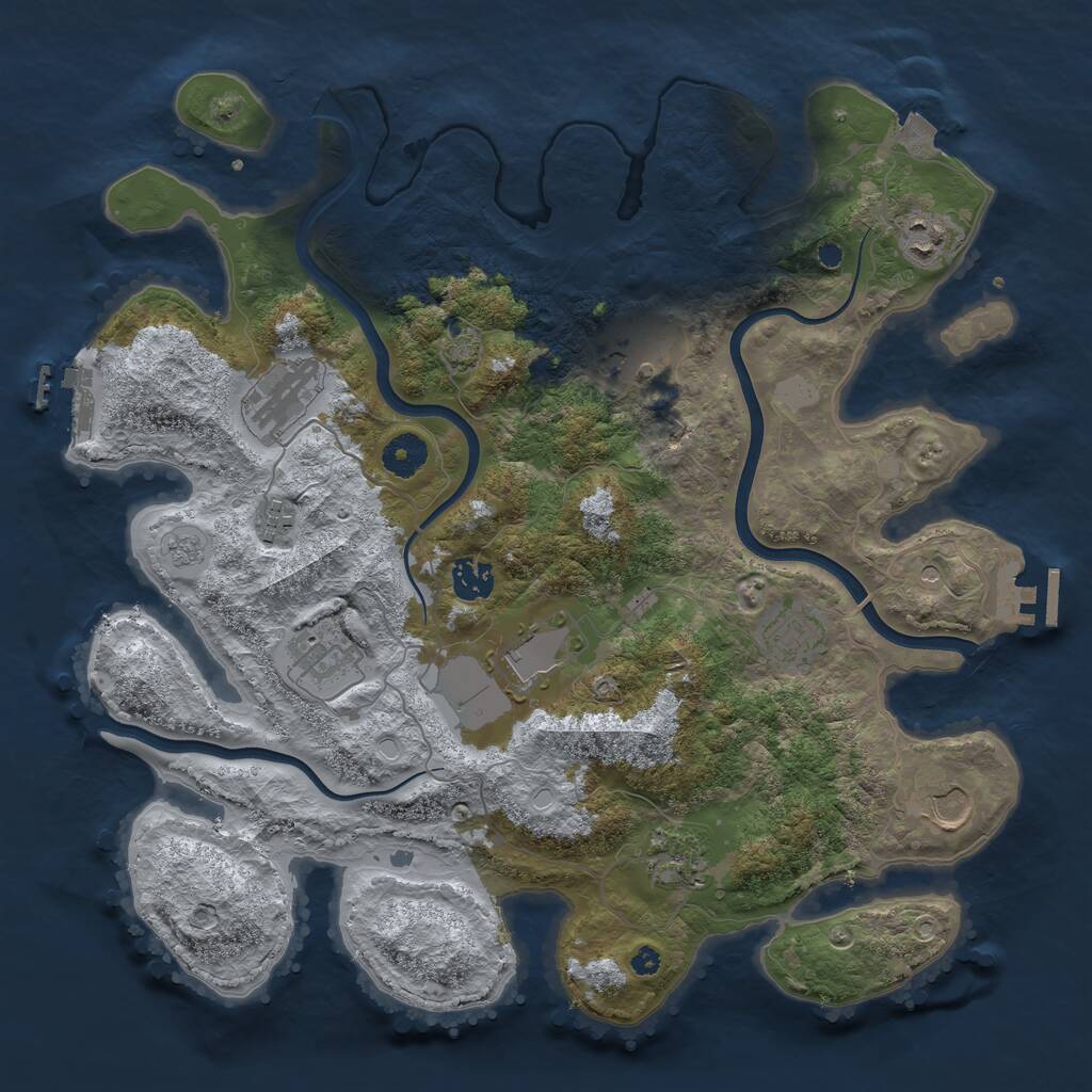 Rust Map: Procedural Map, Size: 3800, Seed: 4697552, 16 Monuments