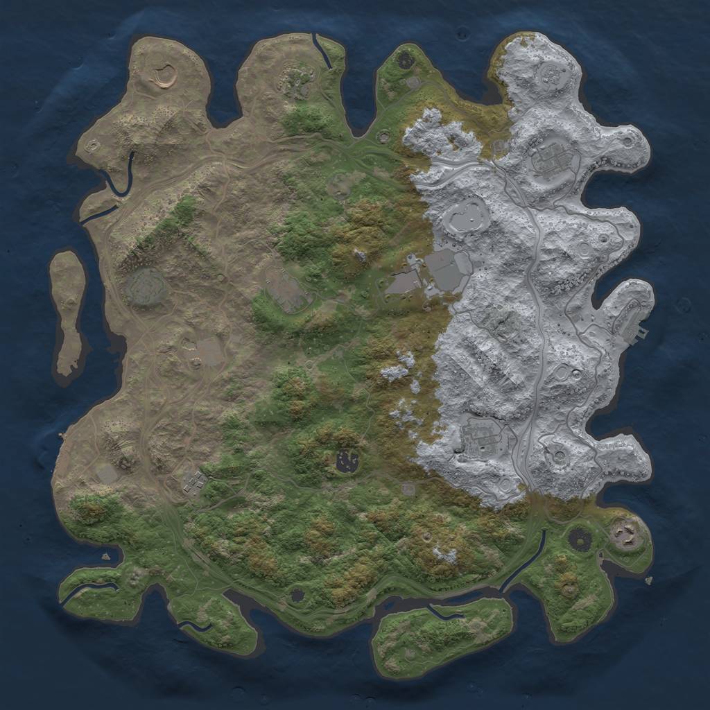 Rust Map: Procedural Map, Size: 4500, Seed: 1358376, 20 Monuments