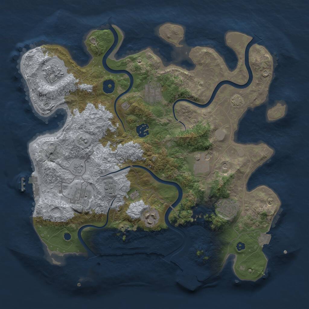 Rust Map: Procedural Map, Size: 3500, Seed: 527969873, 14 Monuments
