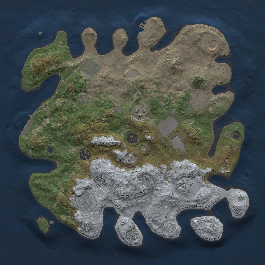 Rust Map: Procedural Map, Size: 3500, Seed: 563479827, 18 Monuments