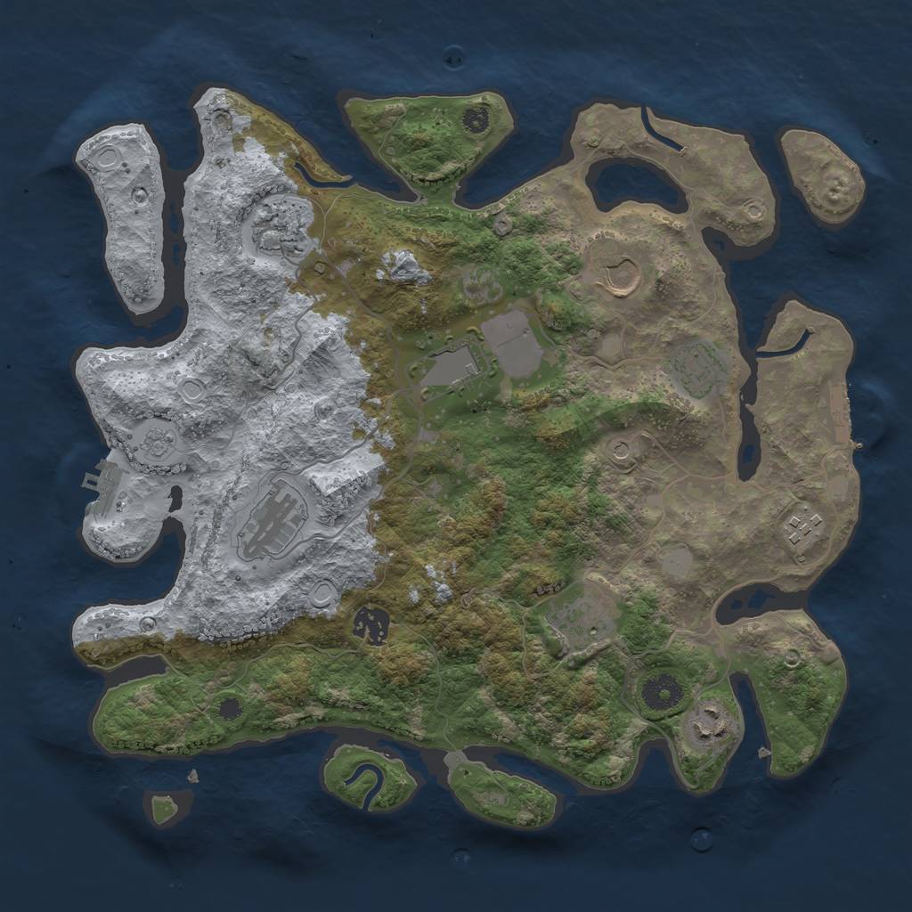 Rust Map: Procedural Map, Size: 3600, Seed: 8435, 18 Monuments