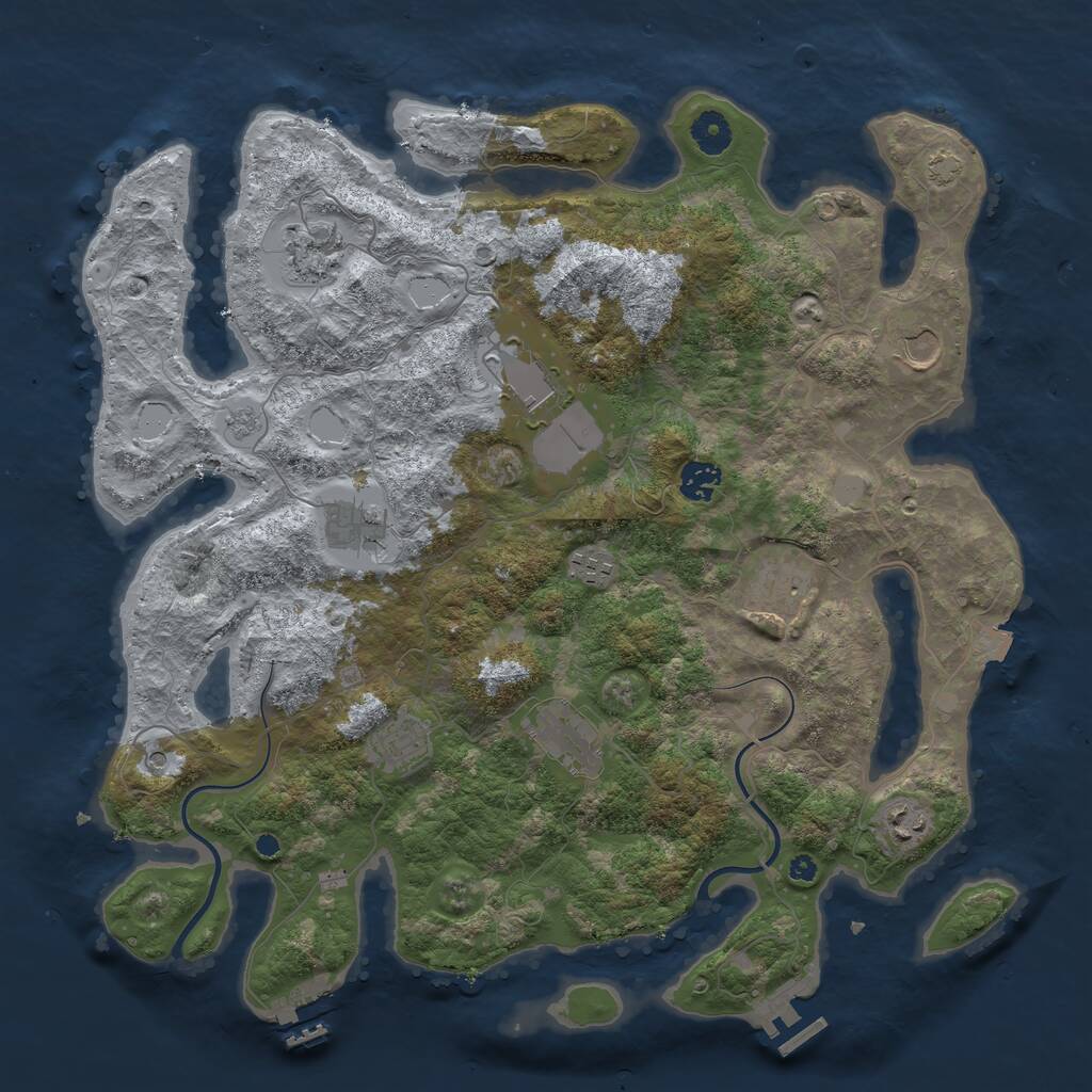 Rust Map: Procedural Map, Size: 3999, Seed: 184268030, 16 Monuments