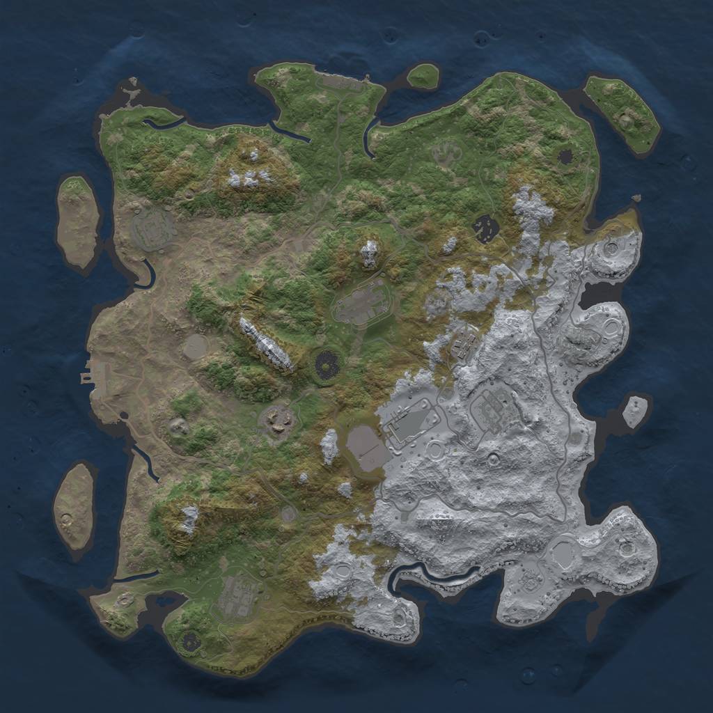 Rust Map: Procedural Map, Size: 4000, Seed: 12601, 17 Monuments