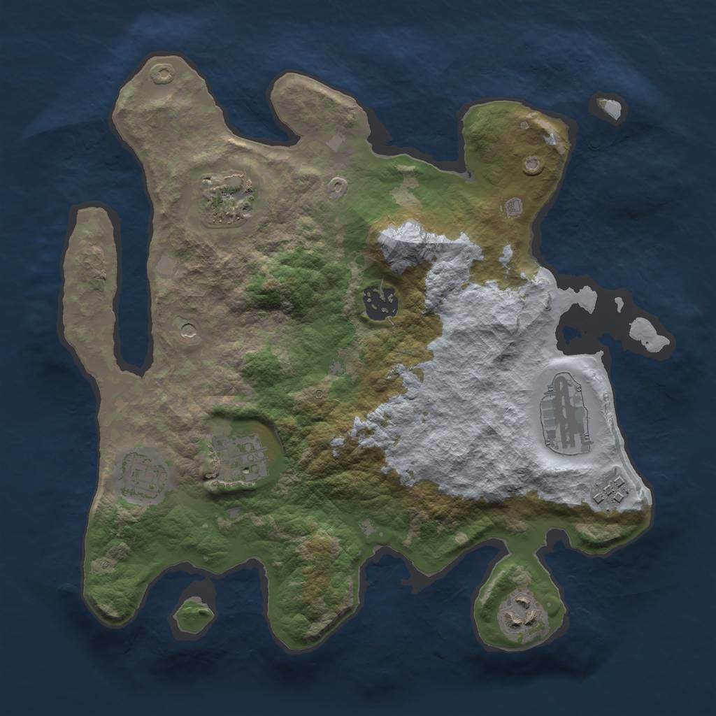 Rust Map: Barren, Size: 3000, Seed: 1543893702, 10 Monuments
